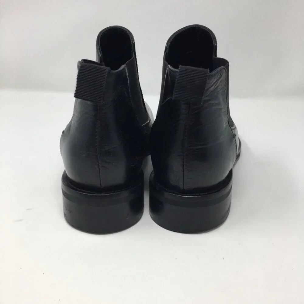 McQ by Alexander McQueen Ankle Boots Womens 38  Black Leather Slip On Stretch